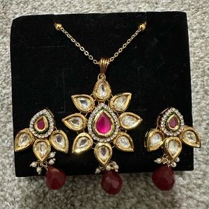 Pink and Gold Kundan necklace set